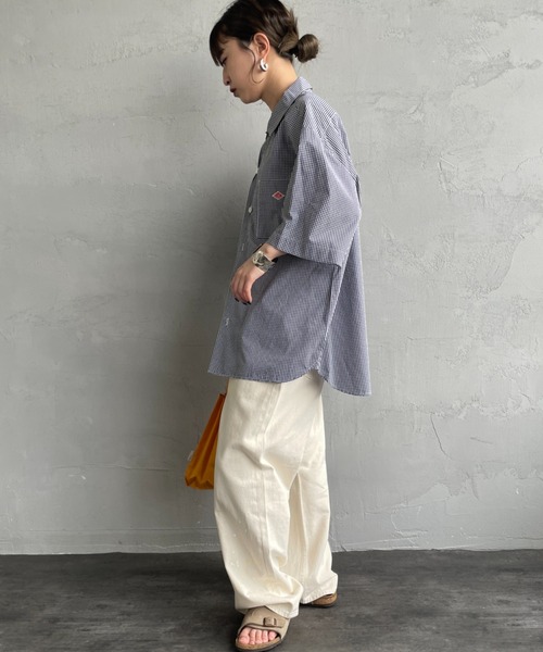 DANTON（ダントン）の「[DANTON/ダントン] コットンポプリン ショートスリーブワークシャツ(チェック)（シャツ/ブラウス・レディース・ブラック/グレー・42/40/38）」の13枚目の写真