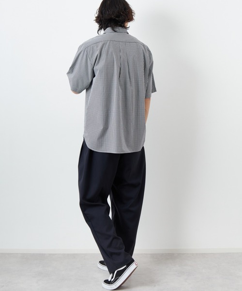 DANTON（ダントン）の「[DANTON/ダントン] コットンポプリン ショートスリーブワークシャツ(チェック)（シャツ/ブラウス・レディース・ブラック/グレー・42/40/38）」の4枚目の写真