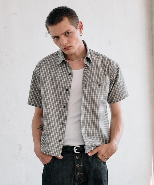 cropped box fit cheak shirt/ クロップドボックスフィットチェック