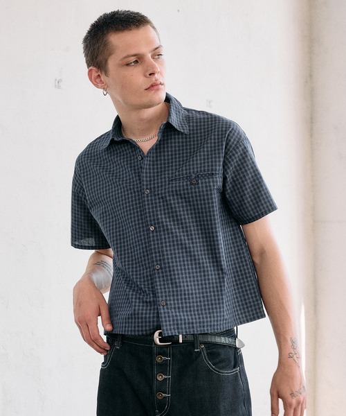 cropped box fit cheak shirt/ クロップドボックスフィットチェック