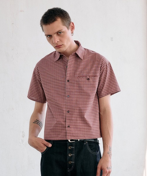 cropped box fit cheak shirt/ クロップドボックスフィットチェック