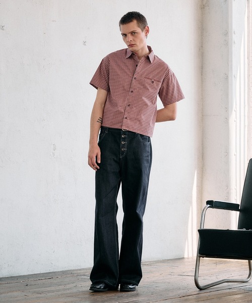 Regen Glanz(レーゲングランツ)の「cropped box fit check shirt/ クロップドボックスフィットチェックシャツ(シャツ/ブラウス・メンズ・ネイビー/ライトホワイト/レッド/ブラック・LARGE/SMALL/MEDIUM)」の15枚目の写真