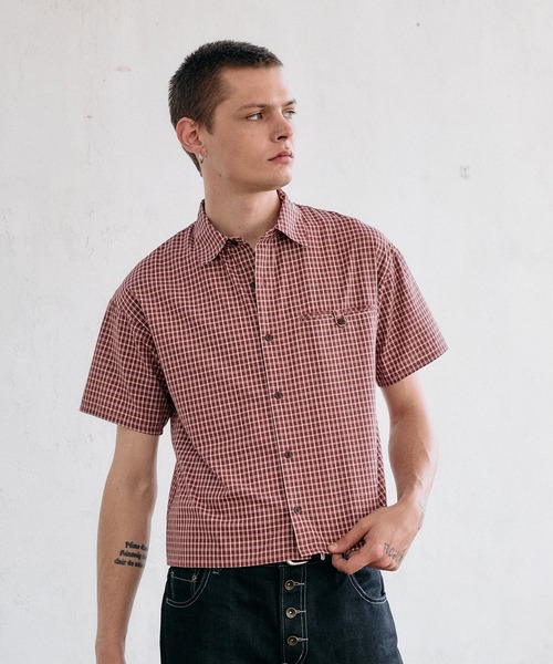 cropped box fit cheak shirt/ クロップドボックスフィットチェック