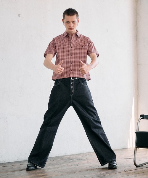 Regen Glanz(レーゲングランツ)の「cropped box fit check shirt/ クロップドボックスフィットチェックシャツ(シャツ/ブラウス・メンズ・ネイビー/ライトホワイト/レッド/ブラック・LARGE/SMALL/MEDIUM)」の11枚目の写真