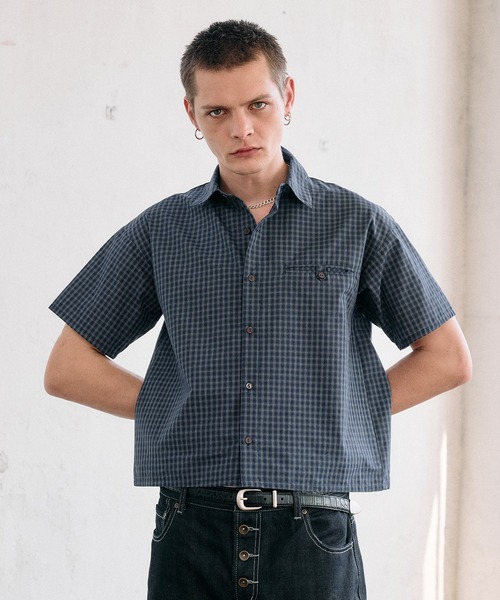 cropped box fit cheak shirt/ クロップドボックスフィットチェック