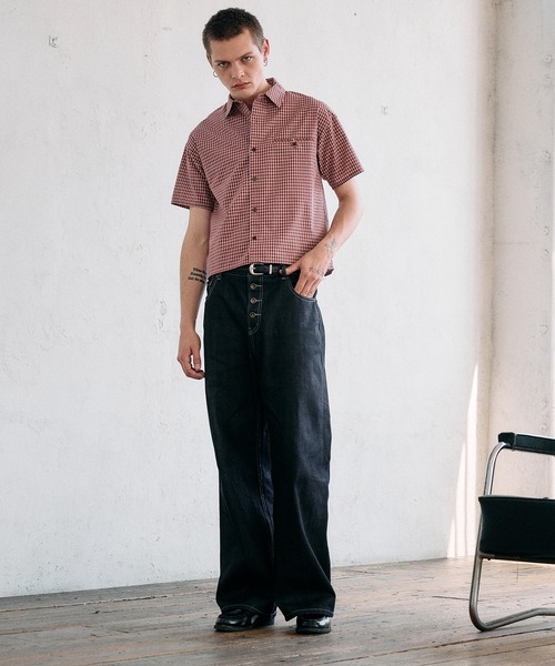 Regen Glanz(レーゲングランツ)の「cropped box fit check shirt/ クロップドボックスフィットチェックシャツ(シャツ/ブラウス・メンズ・ネイビー/ライトホワイト/レッド/ブラック・LARGE/SMALL/MEDIUM)」の16枚目の写真