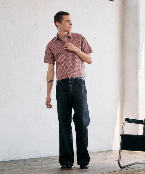 Regen Glanz(レーゲングランツ)の「cropped box fit check shirt/ クロップドボックスフィットチェックシャツ(シャツ/ブラウス・メンズ・ネイビー/ライトホワイト/レッド/ブラック・LARGE/SMALL/MEDIUM)」の14枚目の写真