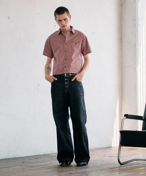 Regen Glanz(レーゲングランツ)の「cropped box fit check shirt/ クロップドボックスフィットチェックシャツ(シャツ/ブラウス・メンズ・ネイビー/ライトホワイト/レッド/ブラック・LARGE/SMALL/MEDIUM)」の13枚目の写真