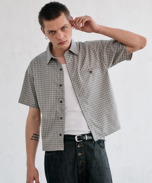 cropped box fit cheak shirt/ クロップドボックスフィットチェック
