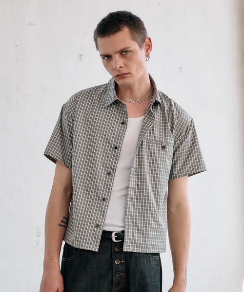 cropped box fit cheak shirt/ クロップドボックスフィットチェック