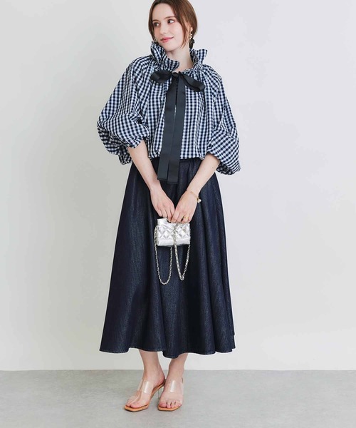 PICCIN(ピッチン)の「ザビエルギンガムチェックブラウス(シャツ/ブラウス・レディース・ブラック/ネイビー・M)」の6枚目の写真