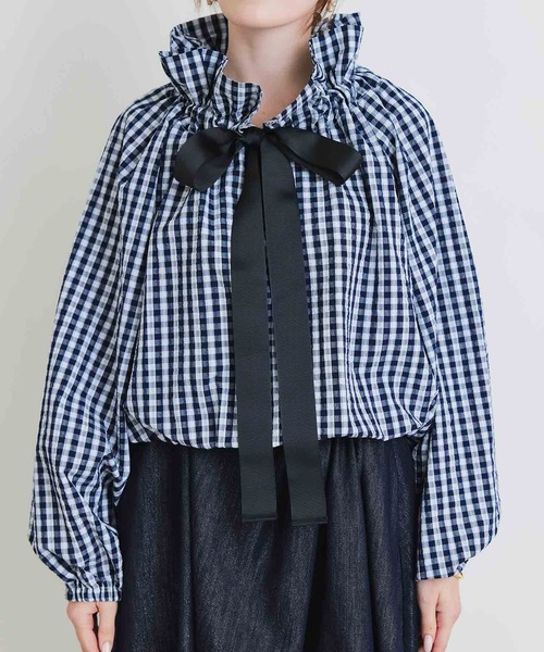 PICCIN(ピッチン)の「ザビエルギンガムチェックブラウス(シャツ/ブラウス・レディース・ブラック/ネイビー・M)」の16枚目の写真
