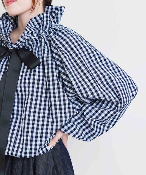 PICCIN(ピッチン)の「ザビエルギンガムチェックブラウス(シャツ/ブラウス・レディース・ブラック/ネイビー・M)」の19枚目の写真