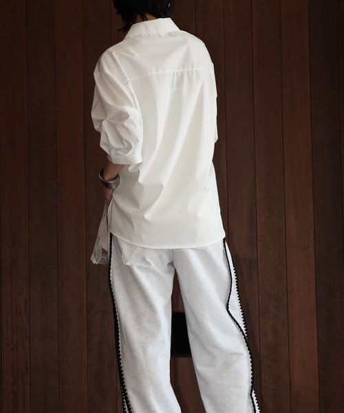 chuclla(チュクラ)の「タックアップスリーブ スキッパーシャツ chw26s243(シャツ/ブラウス・レディース・ホワイト/ブルー・FREE)」の7枚目の写真
