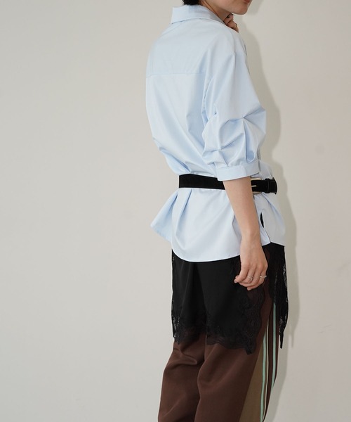 chuclla(チュクラ)の「タックアップスリーブ スキッパーシャツ chw26s243(シャツ/ブラウス・レディース・ホワイト/ブルー・FREE)」の12枚目の写真