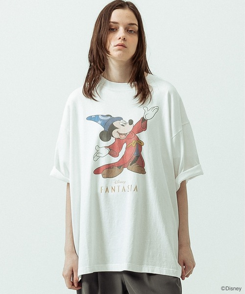 SLICK（スリック）の「【SLICK/スリック】SLICK / FANTASIA Print T-shirt 01/ファンタジア/パウダー加工プリントTシャツ/オーバーサイズ シルエット/ ビンテージ / ディズニー（Tシャツ/カットソー・メンズ・ブラック/ホワイト・2/1/3）」の6枚目の写真