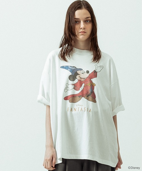 SLICK（スリック）の「【SLICK/スリック】SLICK / FANTASIA Print T-shirt 01/ファンタジア/パウダー加工プリントTシャツ/オーバーサイズ シルエット/ ビンテージ / ディズニー（Tシャツ/カットソー・メンズ・ブラック/ホワイト・2/1/3）」の4枚目の写真