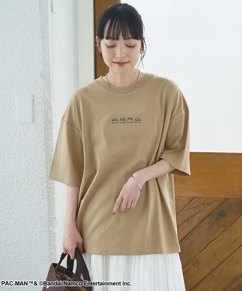coen(コーエン)の「【PAC-MAN(パックマン)別注】GHOSTデザイン 天竺刺繍BIGTシャツ(Tシャツ/カットソー・レディース・ベージュ/ブラック/オフホワイト・L/M)」の6枚目の写真