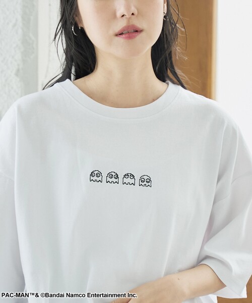 coen(コーエン)の「【PAC-MAN(パックマン)別注】GHOSTデザイン 天竺刺繍BIGTシャツ(Tシャツ/カットソー・レディース・ベージュ/ブラック/オフホワイト・L/M)」の12枚目の写真