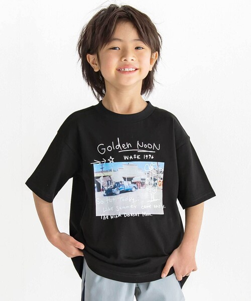 WASK（ワスク）の「【接触冷感】フォトプリントBIGTシャツ（Tシャツ/カットソー・キッズ・ホワイト/ブラック・160cm/150cm/140cm/130cm）」の2枚目の写真