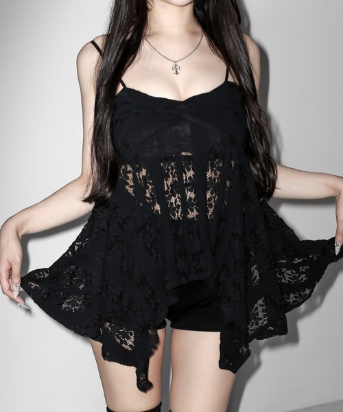 me+em select（ミームセレクト）の「【 ２color 】フロントリボンレースフレアキャミチュニック ／ front ribbon lace flare camisole tunic（キャミソール・レディース・ホワイト/ブラック・FREE）」の18枚目の写真