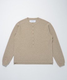 ワッフルヘンリーネックロングスリーブ Waffle henley neck L/S T-shirt
