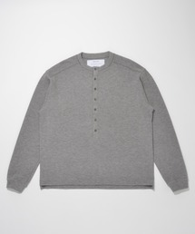 ワッフルヘンリーネックロングスリーブ Waffle henley neck L/S T-shirt
