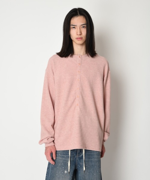 SUPERTHANKS（スーパーサンクス）の「ワッフルヘンリーネックロングスリーブ　Waffle henley neck L/S T-shirt（Tシャツ/カットソー・メンズ・ピンク/ベージュ/ブラック/グレー・L/M/S）」の11枚目の写真
