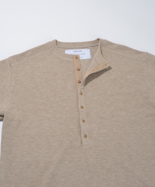SUPERTHANKS（スーパーサンクス）の「ワッフルヘンリーネックロングスリーブ　Waffle henley neck L/S T-shirt（Tシャツ/カットソー・メンズ・ピンク/ベージュ/ブラック/グレー・L/M/S）」の18枚目の写真