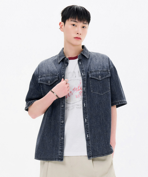 CHASECULT（チェイスカルト）の「男性デニムポケット半袖シャツ-FBRK5541D04（シャツ/ブラウス・メンズ・ネイビー・95/100/105/110）」の4枚目の写真