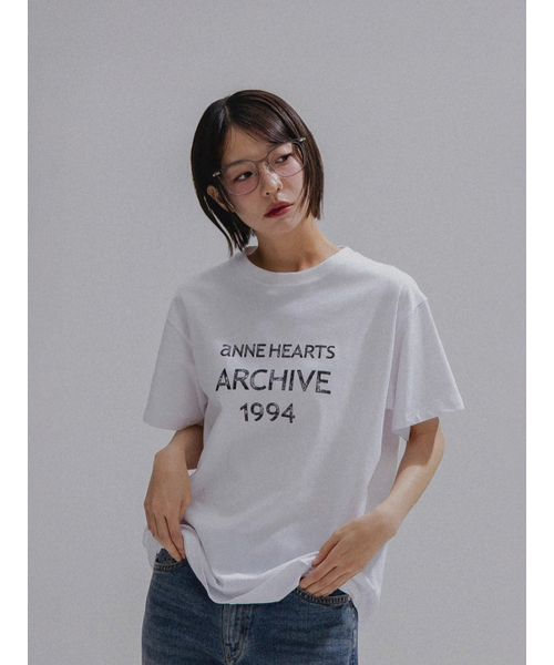 ANNEHEARTS（アンハーツ）の「Vintage Letter ArchiveTee_WHITE（Tシャツ/カットソー・レディース・その他・FREE）」の4枚目の写真