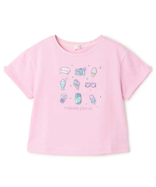 mezzopiano 半袖Tシャツ 135 レア ファンシーポップ刺しゅう 半袖Tシャツ【接触冷感】（Tシャツ