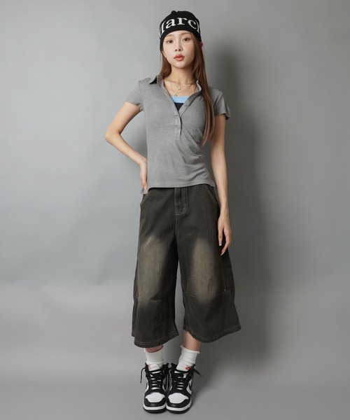 SPINNS(スピンズ)の「半袖ポロシャツ/シェイプ(ポロシャツ・レディース・ブラック/オフホワイト/グレー/ネイビー・ONESIZE)」の9枚目の写真