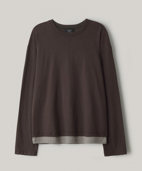 bounDary（バウンダリー）の「レイヤード配色ロングスリーブ[ブラウン]（Tシャツ/カットソー・レディース・その他・1/2）」の3枚目の写真