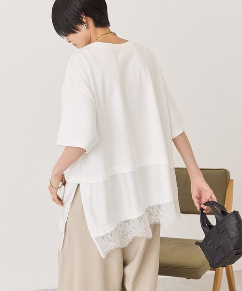 AMERICAN HOLIC(アメリカンホリック)の「レースドッキングTシャツ(Tシャツ/カットソー・レディース・ブラック/チャコールグレー/オフホワイト/マルチ・FREE)」の10枚目の写真