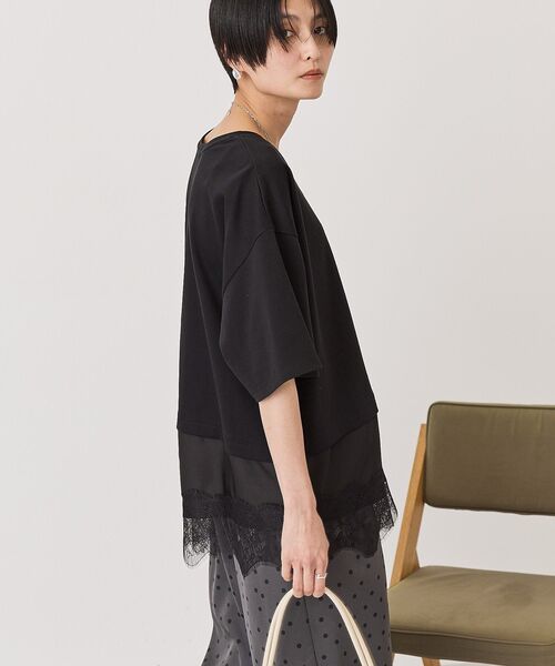 AMERICAN HOLIC(アメリカンホリック)の「レースドッキングTシャツ(Tシャツ/カットソー・レディース・ブラック/チャコールグレー/オフホワイト/マルチ・FREE)」の16枚目の写真