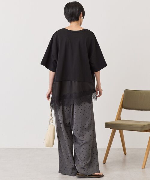 AMERICAN HOLIC(アメリカンホリック)の「レースドッキングTシャツ(Tシャツ/カットソー・レディース・ブラック/チャコールグレー/オフホワイト/マルチ・FREE)」の6枚目の写真