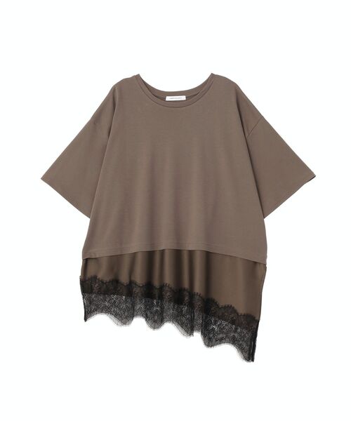 AMERICAN HOLIC(アメリカンホリック)の「レースドッキングTシャツ(Tシャツ/カットソー・レディース・ブラック/チャコールグレー/オフホワイト/マルチ・FREE)」の5枚目の写真