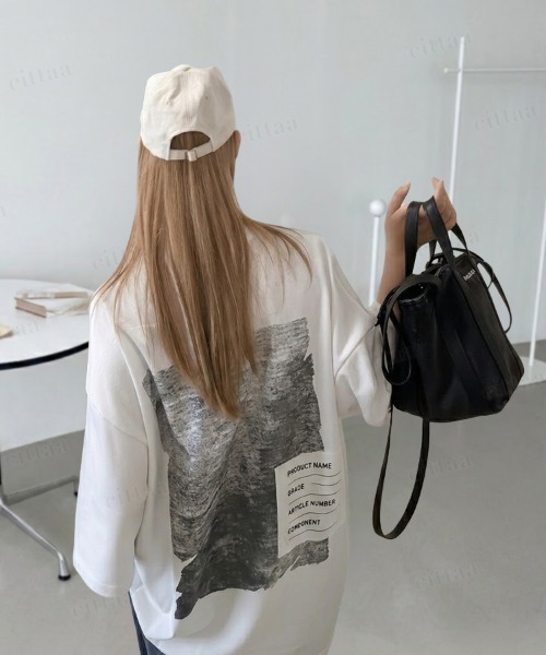 Dalfwin（ダールフィン）の「韓国ファッション VINTAGEバックラベル半袖Tシャツ（Tシャツ/カットソー・レディース・ホワイト/ブラック・FREE）」の21枚目の写真