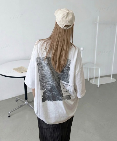 Dalfwin（ダールフィン）の「韓国ファッション VINTAGEバックラベル半袖Tシャツ（Tシャツ/カットソー・レディース・ホワイト/ブラック・FREE）」の18枚目の写真