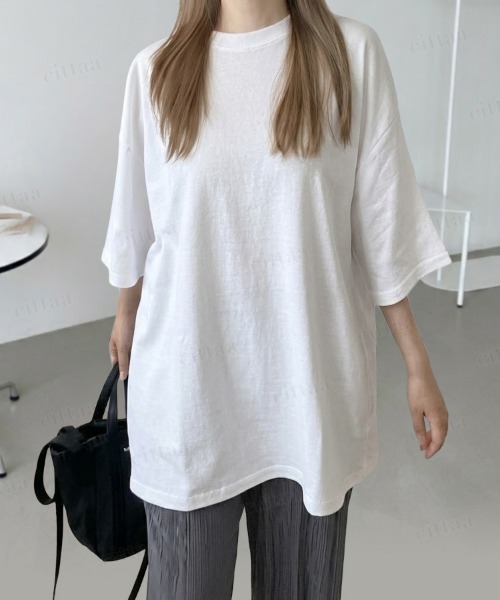 Dalfwin（ダールフィン）の「韓国ファッション VINTAGEバックラベル半袖Tシャツ（Tシャツ/カットソー・レディース・ホワイト/ブラック・FREE）」の16枚目の写真