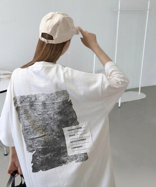 Dalfwin（ダールフィン）の「韓国ファッション VINTAGEバックラベル半袖Tシャツ（Tシャツ/カットソー・レディース・ホワイト/ブラック・FREE）」の15枚目の写真