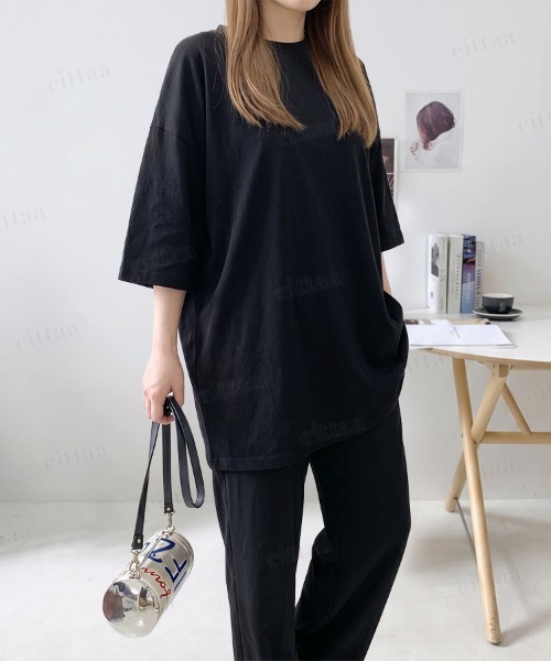 Dalfwin（ダールフィン）の「韓国ファッション VINTAGEバックラベル半袖Tシャツ（Tシャツ/カットソー・レディース・ホワイト/ブラック・FREE）」の9枚目の写真