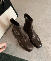 【NiiNa】【高品質牛革】スクエアトゥレザーブーツ