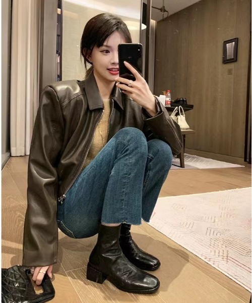 NiiNa(ニーナ)の「【NiiNa】【高品質牛革】スクエアトゥレザーブーツ(ブーツ・レディース・ブラウン・37)」の16枚目の写真