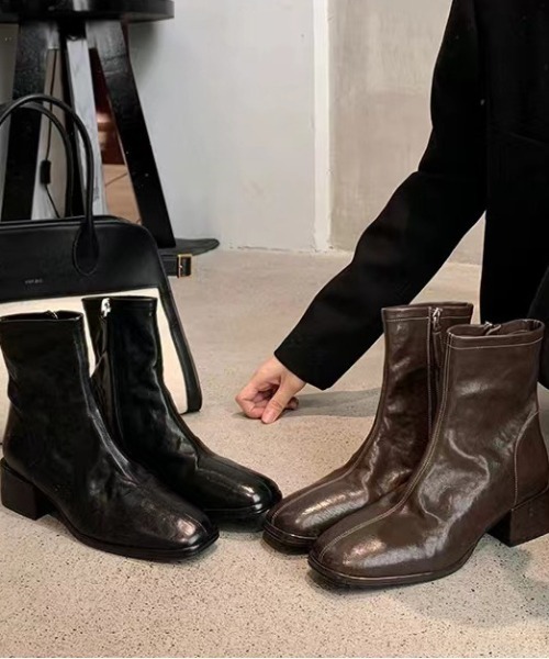 NiiNa(ニーナ)の「【NiiNa】【高品質牛革】スクエアトゥレザーブーツ(ブーツ・レディース・ブラウン・37)」の10枚目の写真