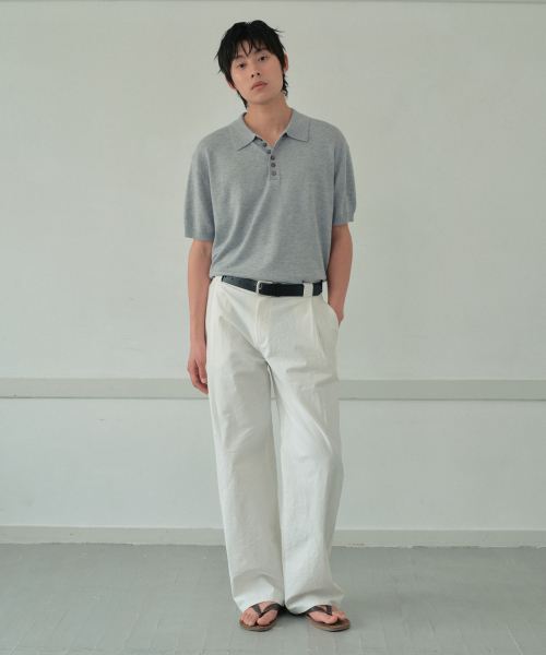 WEDNESDAY OASIS(ウェンズデーオアシス)の「ボタンカラー ハーフニット_GRAY(WC26KN50)(ニット/セーター・メンズ・ライトグレー・MEDIUM/LARGE)」の2枚目の写真