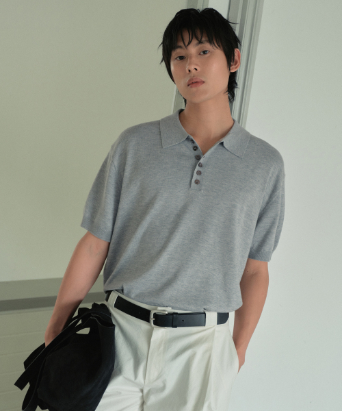 WEDNESDAY OASIS(ウェンズデーオアシス)の「ボタンカラー ハーフニット_GRAY(WC26KN50)(ニット/セーター・メンズ・ライトグレー・MEDIUM/LARGE)」の4枚目の写真