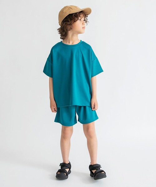 BRANSHES(ブランシェス)の「【UVケア/接触冷感】ワンマイルコーデセット(セットアップ・キッズ・サックスブルー/グリーン・120/90/100/140/110/150/130)」の4枚目の写真