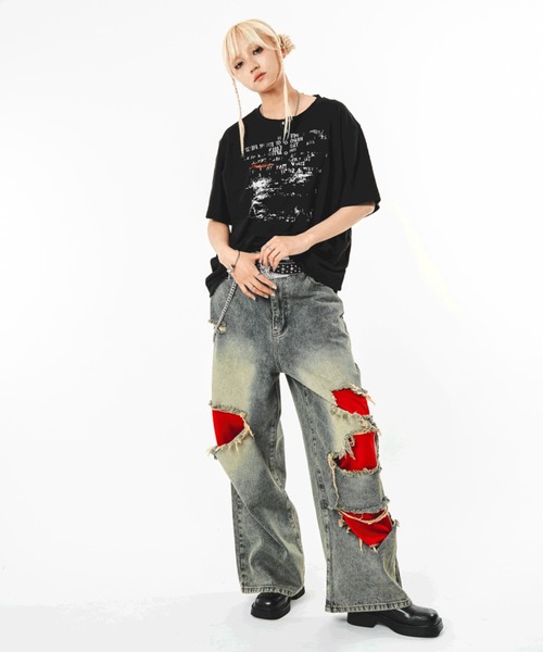 SHORT ROUND(ショートラウンド)の「SHORT ROUND/【26年春夏新作】ジャージレイヤードダメージデニムパンツ(デニムパンツ・メンズ・コバルトブルー・MEDIUM/LARGE)」の21枚目の写真